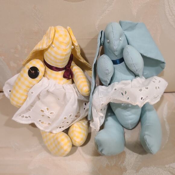 Handmade Cottagecore Easter Bunny Rabbit Lot Hand sewn Vintage - Picture 1 of 9